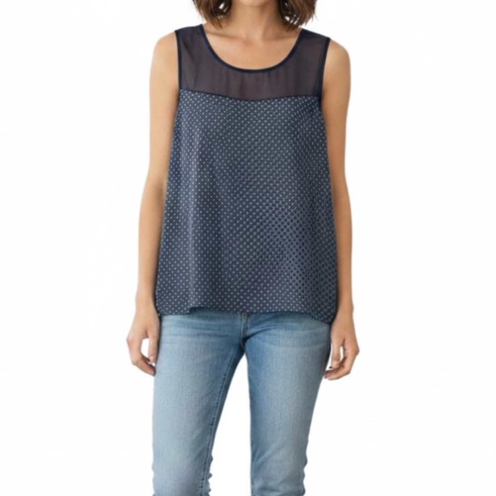 Gap Geometric Blue Sleeveless Top Blouse S 4 6 Business Casual Lightweight
